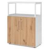 Aktenregal 3 Ordnerh�hen mit T�ren + Rahmen FLEXWALL | Weiss/Eiche Rustikal