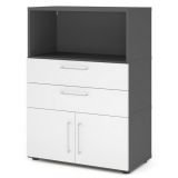 Aktenregal 3 Ordnerh�hen mit T�ren + Schubladen FLEXWALL | Graphit/Weiss