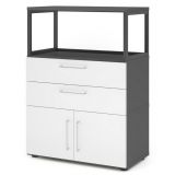 Aktenregal 3 Ordnerh�hen mit T�ren + Schubladen + Rahmen FLEXWALL | Graphit/Weiss
