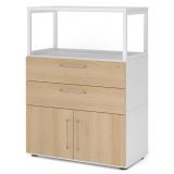 Aktenregal 3 Ordnerh�hen mit T�ren + Schubladen + Rahmen FLEXWALL | Weiss/Eiche