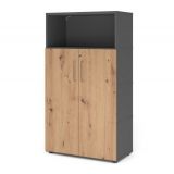 Aktenregal 4 Ordnerhöhen mit Türen FLEXWALL | Graphit/Eiche Rustikal Aktenregal 4 Ordnerhöhen mit Türen FLEXWALL | Graphit/Eiche Rustikal