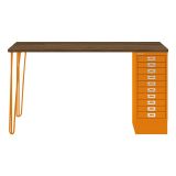 Schreibtisch MULTI mit 10 Schubladen | Gestell orange