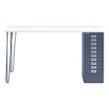 Schreibtisch MULTI mit 10 Schubladen | Gestell blau