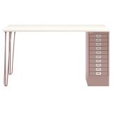 Schreibtisch MULTI mit 10 Schubladen | Gestell pastellpink