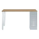 Schreibtisch MULTI mit 10 Schubladen | Gestell lichtgrau