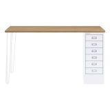 Schreibtisch MULTI mit 6 Schubladen | Gestell weiss