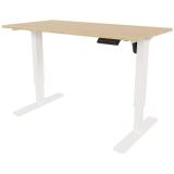 Sitz-Steh-Schreibtisch E-START white | elektrisch höhenverstellbar | B140 x T60 cm | Ahorn Natur