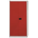 Fl�gelt�renschrank aus Metall 5 Ordnerh�hen | 90 cm breit | Lichtgrau/Rot 