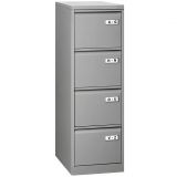 Hängeregisterschrank STEEL | 4 Ordnerhöhen aus Stahl | 40 cm breit | Silber