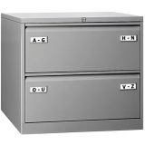 Hängeregisterschrank STEEL | 2 Ordnerhöhen aus Stahl | 80 cm breit | Silber