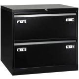 Hängeregisterschrank STEEL | 2 Ordnerhöhen aus Stahl | 80 cm breit | Schwarz