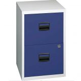 Hängeregisterschrank STEEL Home | 2 Ordnerhöhen aus Stahl | 40 cm breit | Lichtgrau/Dunkelblau