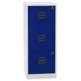 H�ngeregisterschrank STEEL Home | 3 Ordnerh�hen aus Stahl | 40 cm breit | Lichtgrau/Dunkelblau