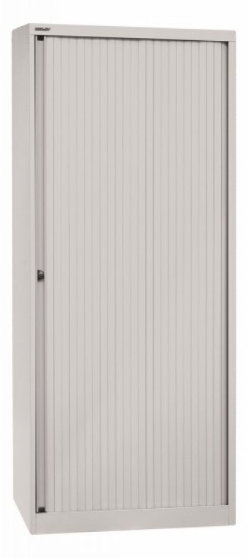 Schrank mit Rolladen aus Metall | 5 Ordnerhöhen | Breite 80 cm | Lichtgrau