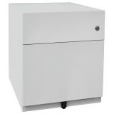Rollcontainer aus Metall | mit Schublade + Hängergistraturauszug | Lichtgrau