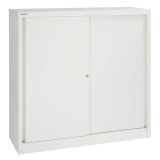 Schiebetürenschrank aus Metall 3 Ordnerhöhen | 120 cm breit | Weiß