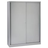 Schiebet�renschrank aus Metall 4 Ordnerh�hen | 120 cm breit | Silber 