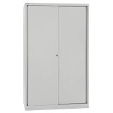 Schiebet�renschrank aus Metall 5 Ordnerh�hen | 120 cm breit | Lichtgrau