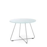 Beistelltisch Couchtisch CLUB Ø 60 cm | Kufengestell silber, chrom | Milchglas Beistelltisch Couchtisch CLUB Ø 60 cm | Kufengestell silber, chrom | Milchglas