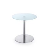 Beistelltisch Couchtisch CLUB Ø 60 cm | Säulenfuß silber, chrom | Milchglas Beistelltisch Couchtisch CLUB Ø 60 cm | Säulenfuß silber, chrom | Milchglas