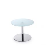 Beistelltisch Couchtisch CLUB Ø 60 cm | Säulenfuß silber, chrom | Milchglas Beistelltisch Couchtisch CLUB Ø 60 cm | Säulenfuß silber, chrom | Milchglas