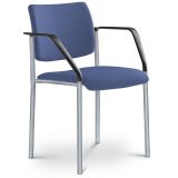 Besucherstuhl CONFERENCE | Gestell alusilber | mit Armlehnen | Stoff Sea Blue