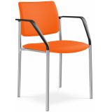 Besucherstuhl CONFERENCE | Gestell chrom | mit Armlehnen | Stoff Florida Orange