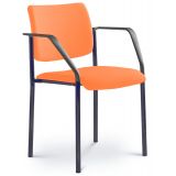 Besucherstuhl CONFERENCE | Gestell schwarz | mit Armlehnen | Stoff Florida Orange