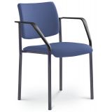Besucherstuhl CONFERENCE | Gestell schwarz | mit Armlehnen | Stoff Sea Blue