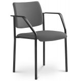 Besucherstuhl CONFERENCE | Gestell schwarz | mit Armlehnen | Stoff Stone Grey