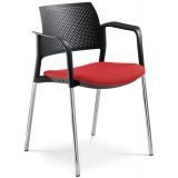 Besucherstuhl DREAM | Gestell chrom | mit Armlehnen | Stoff Calypso Red
