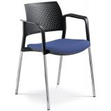 Besucherstuhl DREAM | Gestell chrom | mit Armlehnen | Stoff Sea Blue