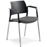 Besucherstuhl DREAM | Gestell chrom | mit Armlehnen | Stoff Stone Grey