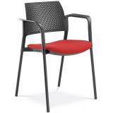 Besucherstuhl DREAM | Gestell schwarz | mit Armlehnen | Stoff Calypso Red