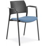 Besucherstuhl DREAM | Gestell schwarz | mit Armlehnen | Stoff Lotus Blue