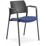 Besucherstuhl DREAM | Gestell schwarz | mit Armlehnen | Stoff Sea Blue