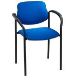 Besucherstuhl FORUM | Gestell schwarz | mit Armlehnen | Stoff Medium Blue