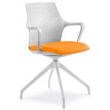 Besucherstuhl Konferenzstuhl PASEO | Gestell wei� | Stoff Florida Orange