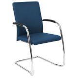 Besucherstuhl Konferenzstuhl SUPREME | Freischwinger chrom | Stoff Ocean Blue