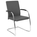 Besucherstuhl Konferenzstuhl SUPREME | Freischwinger chrom | Stoff Steel Grey