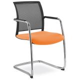 Besucherstuhl Konferenzstuhl VISTA | Freischwinger chrom | Stoff Florida Orange