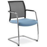 Besucherstuhl Konferenzstuhl VISTA | Freischwinger chrom | Stoff Lotus Blue