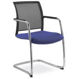 Besucherstuhl Konferenzstuhl VISTA | Freischwinger chrom | Stoff Sea Blue