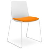 Besucherstuhl Stapelstuhl ARTE | Kufengestell weiss | Sitzpolster in Florida Orange