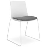 Besucherstuhl Stapelstuhl ARTE | Kufengestell weiss | Sitzpolster in Stone Grey