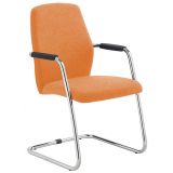Besucherstuhl TEAM UP | Freischwinger chrom | Schurwolle pastel orange Besucherstuhl TEAM UP | Freischwinger chrom | Schurwolle pastel orange