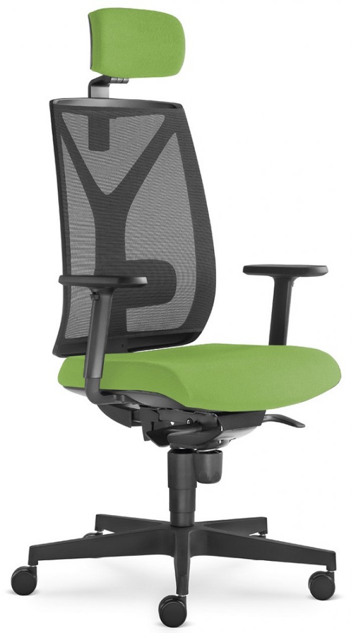 Bürostuhl Drehstuhl CYNES | Kopfstütze | mit grün Lumbalstütze Bezug mit 