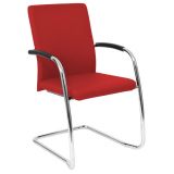Besucherstuhl Konferenzstuhl SUPREME | Freischwinger chrom | Stoff Salsa Red