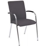 Besucherstuhl Konferenzstuhl SUPREME | 4-Fuß Gestell chrom | Stoff Steel Grey