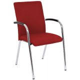 Besucherstuhl Konferenzstuhl SUPREME | 4-Fuß Gestell chrom | Stoff Salsa Red